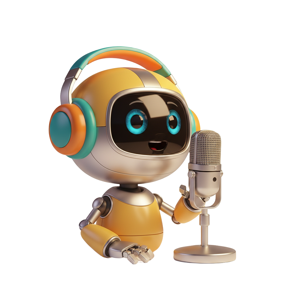 AudioMaker AI Podcaster Robot Mascot